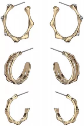 Stud Bamboo Hoop Earring Set