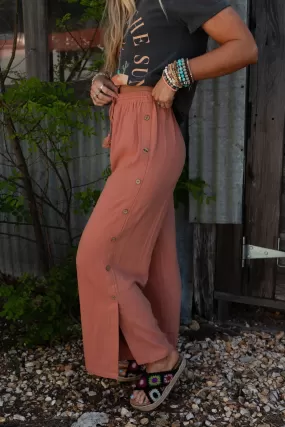 Sunny Side Wide Leg Pants - Peach