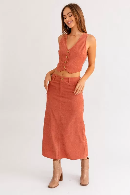 Sunset Corduroy Maxi Skirt