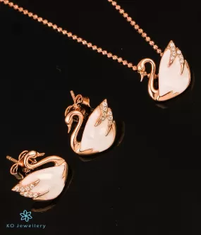 The Elegant Swan Silver Rosegold Pendant Set