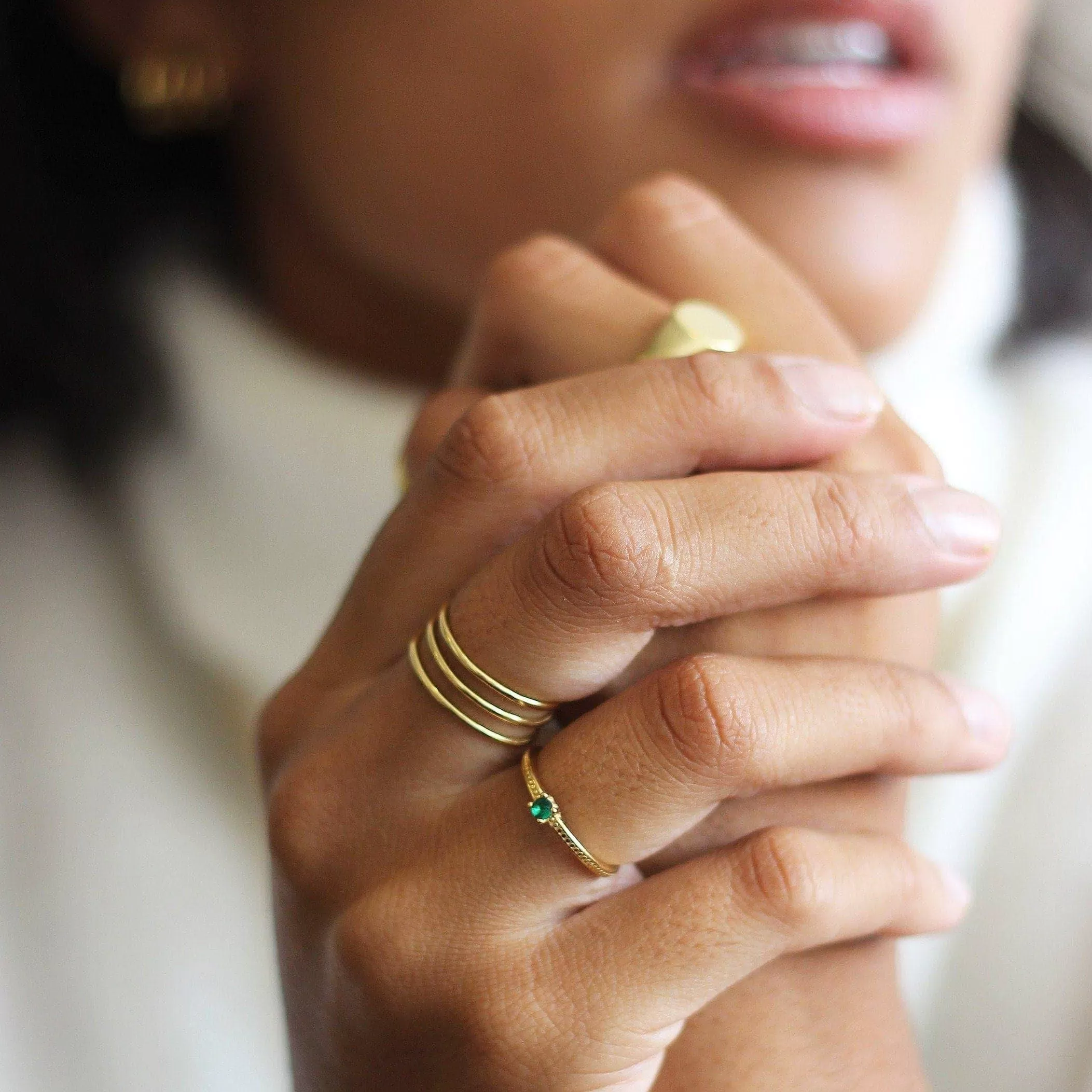 THE EMMA RING GREEN - Solid 14k yellow gold