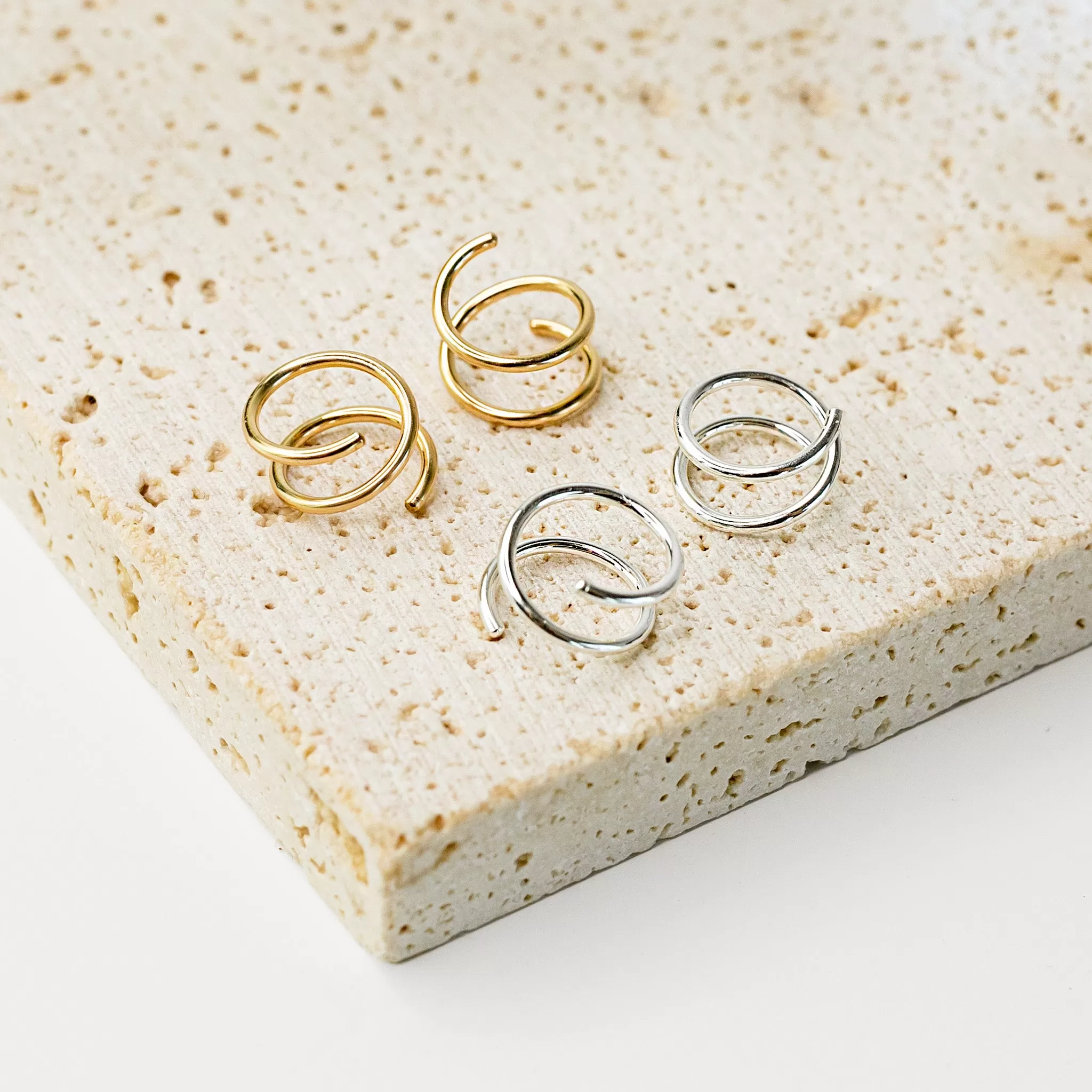 Tiny Twist Double Huggie Earrings Set