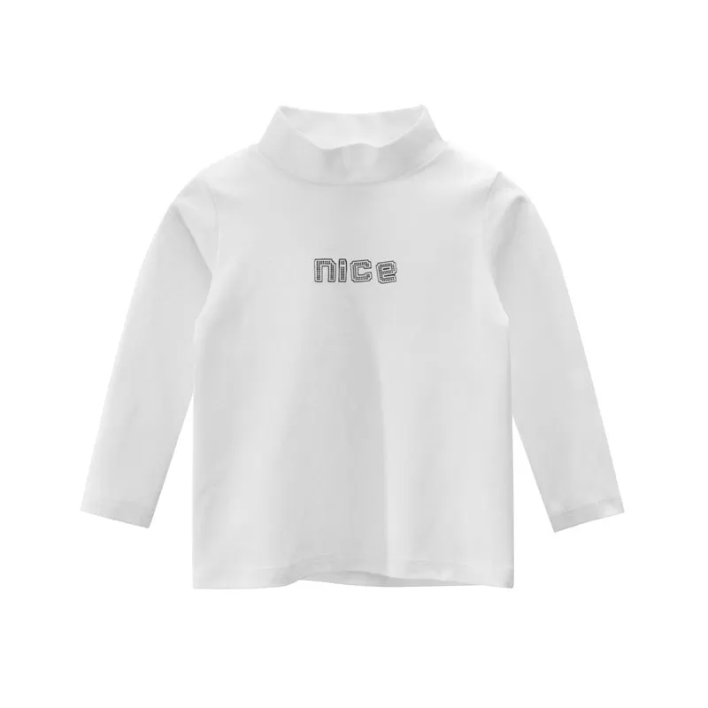 Toddler Kids Girls Solid Color Cartoon Letter Print Turtleneck Top