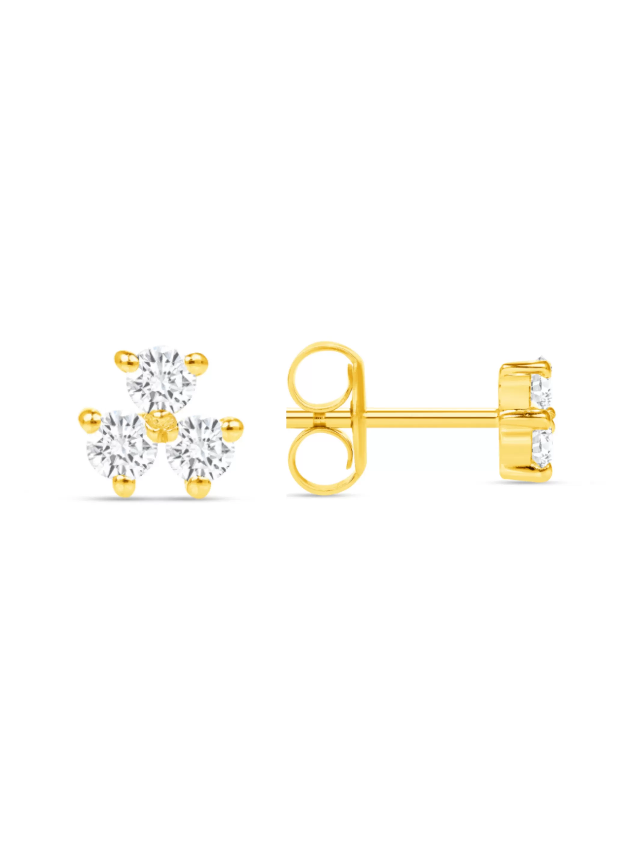 Trio Petal Diamond Stud Earring 14K