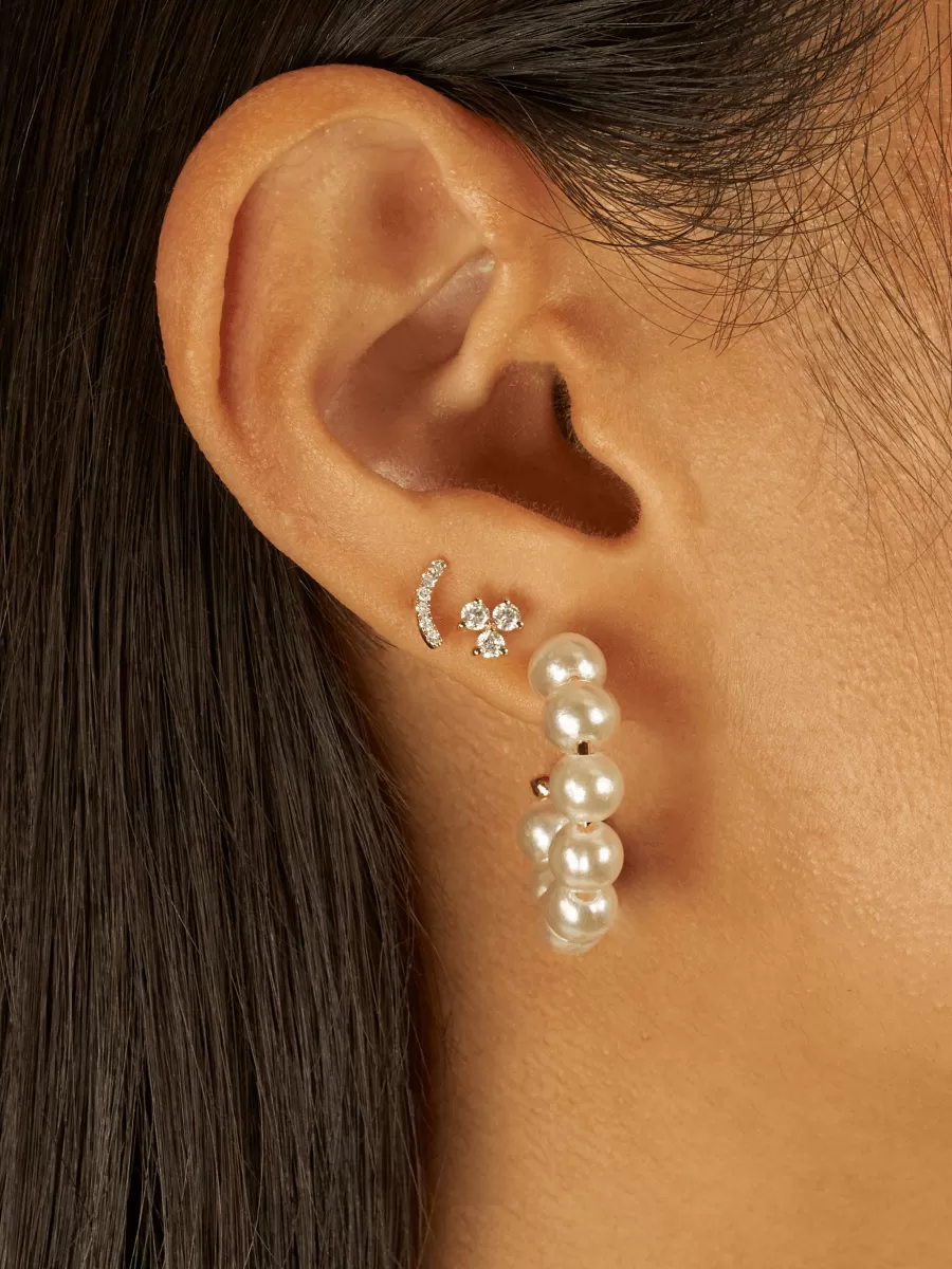 Trio Petal Diamond Stud Earring 14K