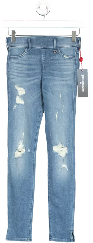 True Religion Blue Runway Legging Crop UK XXS