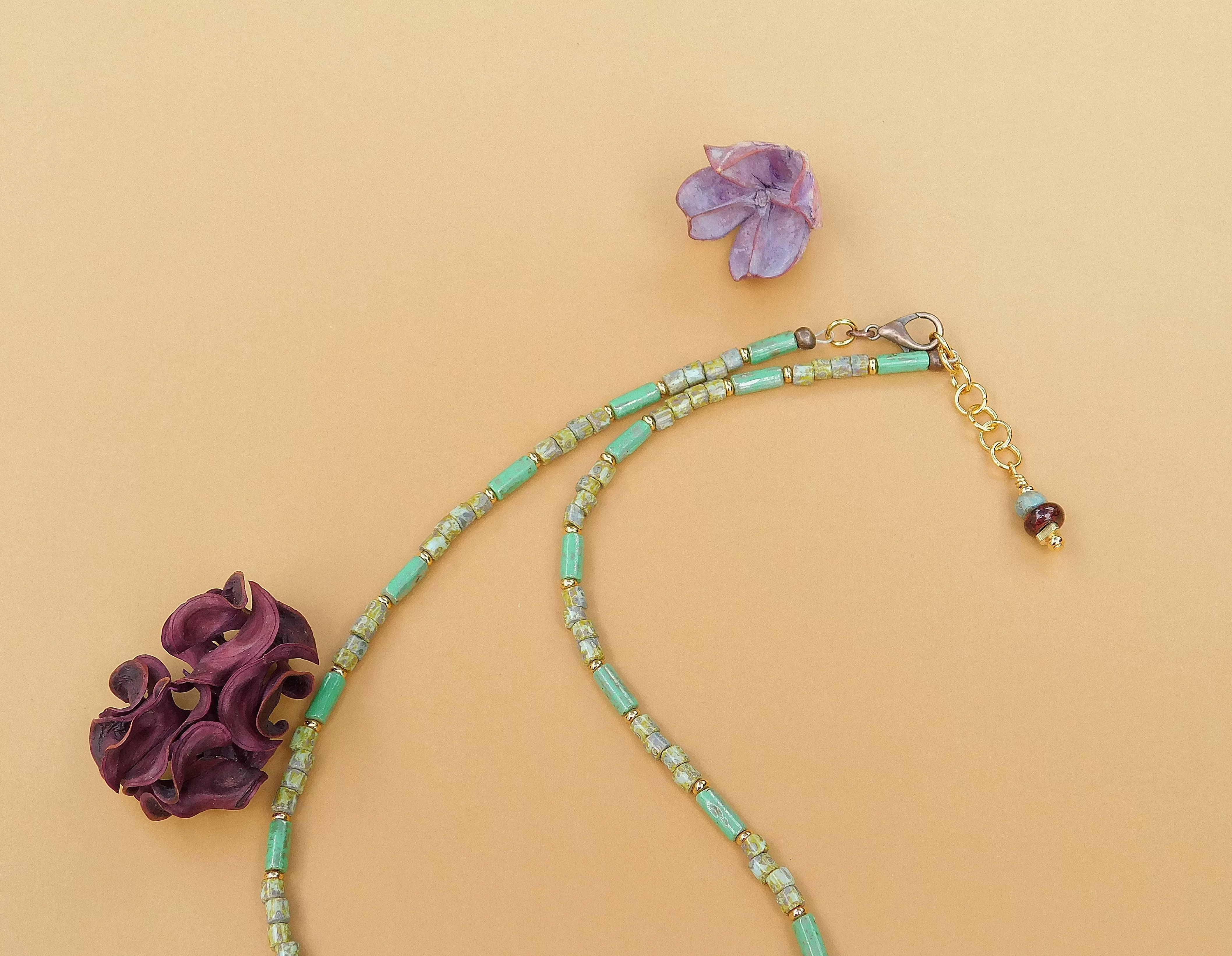 Turquoise Picasso Czech Necklace