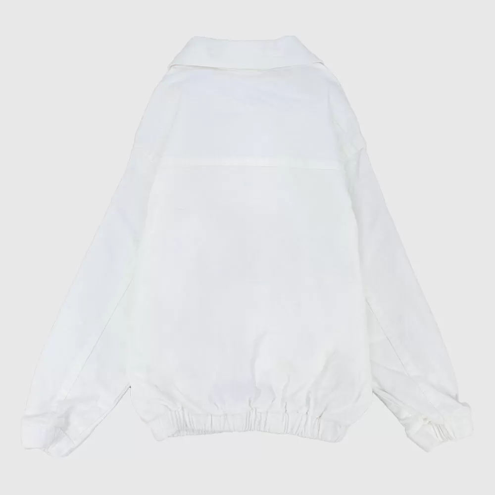 Unisex White Long-Sleeved Gabardine Jacket