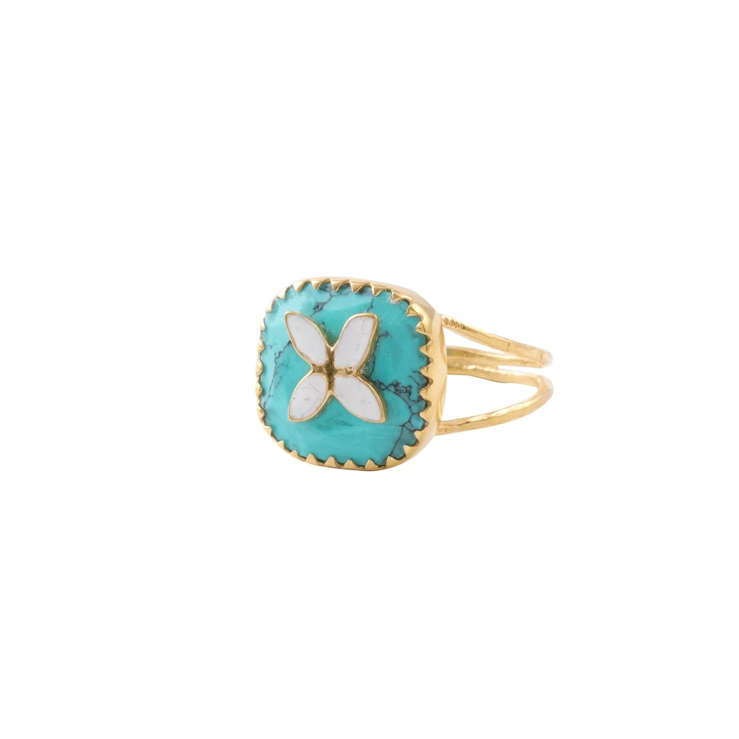 Vama | Avril Ring | Metal-Sterling Silver | Stone-Turquoise | Finish-Shiny