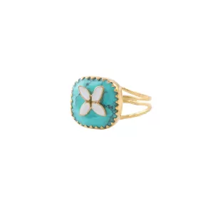 Vama | Avril Ring | Metal-Sterling Silver | Stone-Turquoise | Finish-Shiny