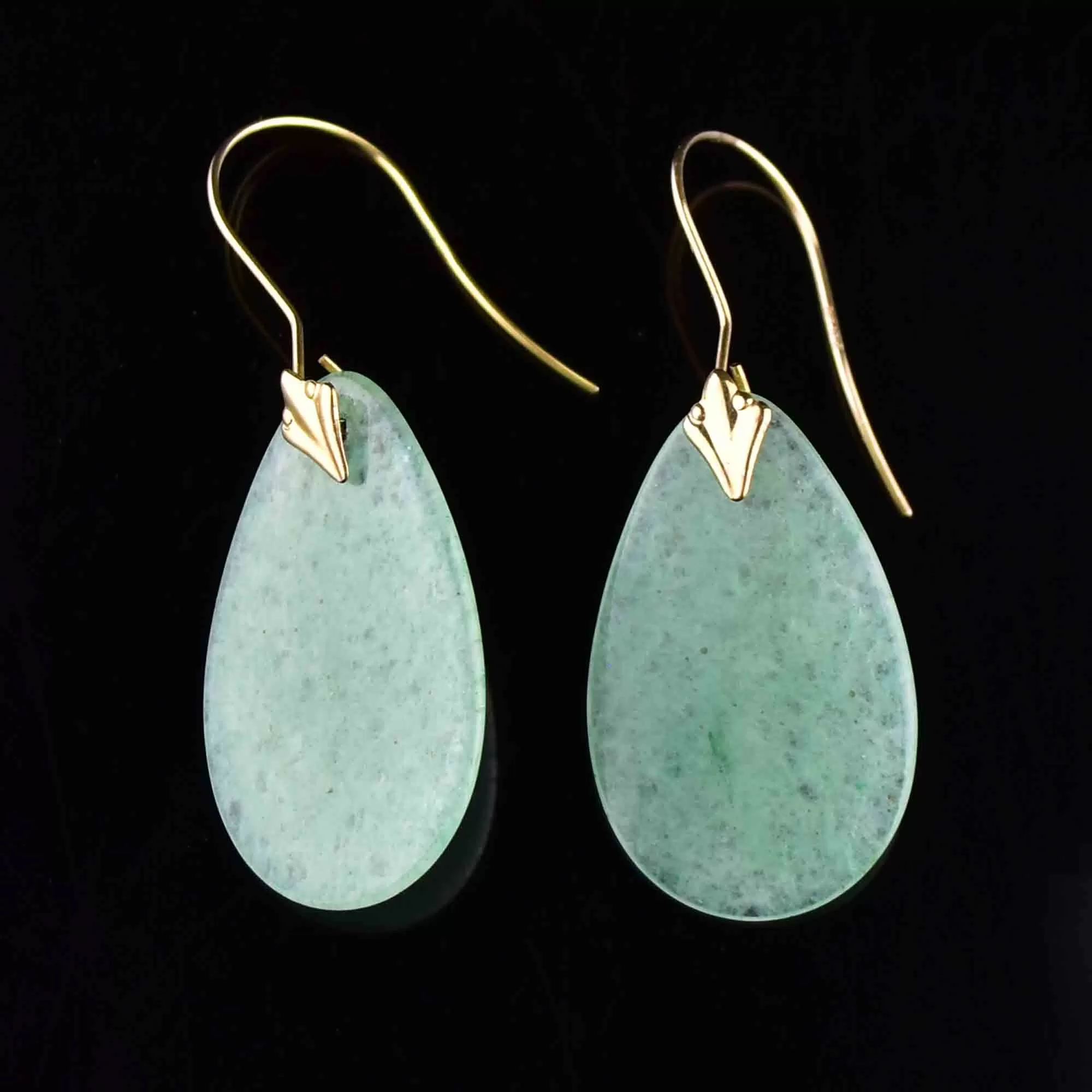 Vintage 10K Gold Aventurine Earrings