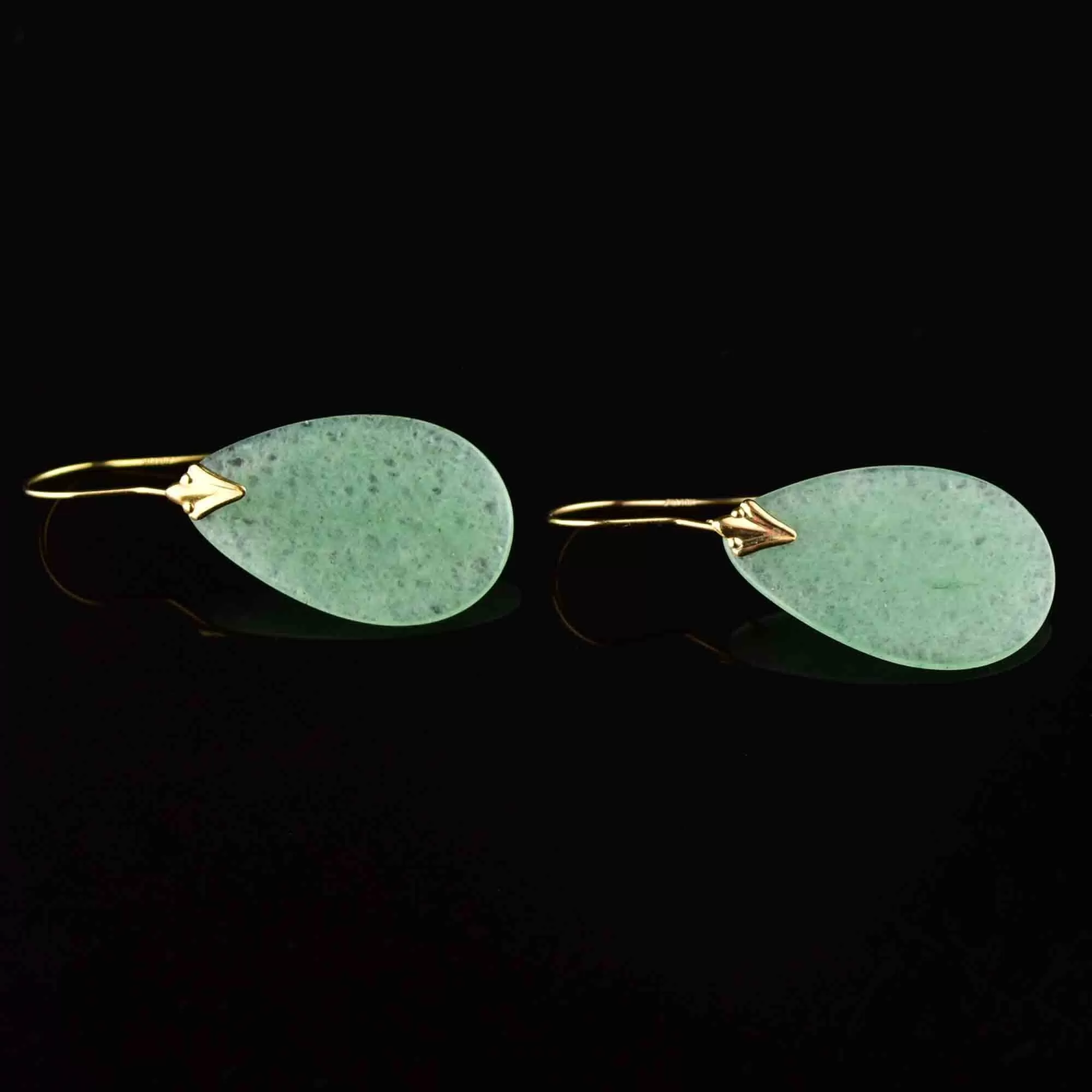 Vintage 10K Gold Aventurine Earrings