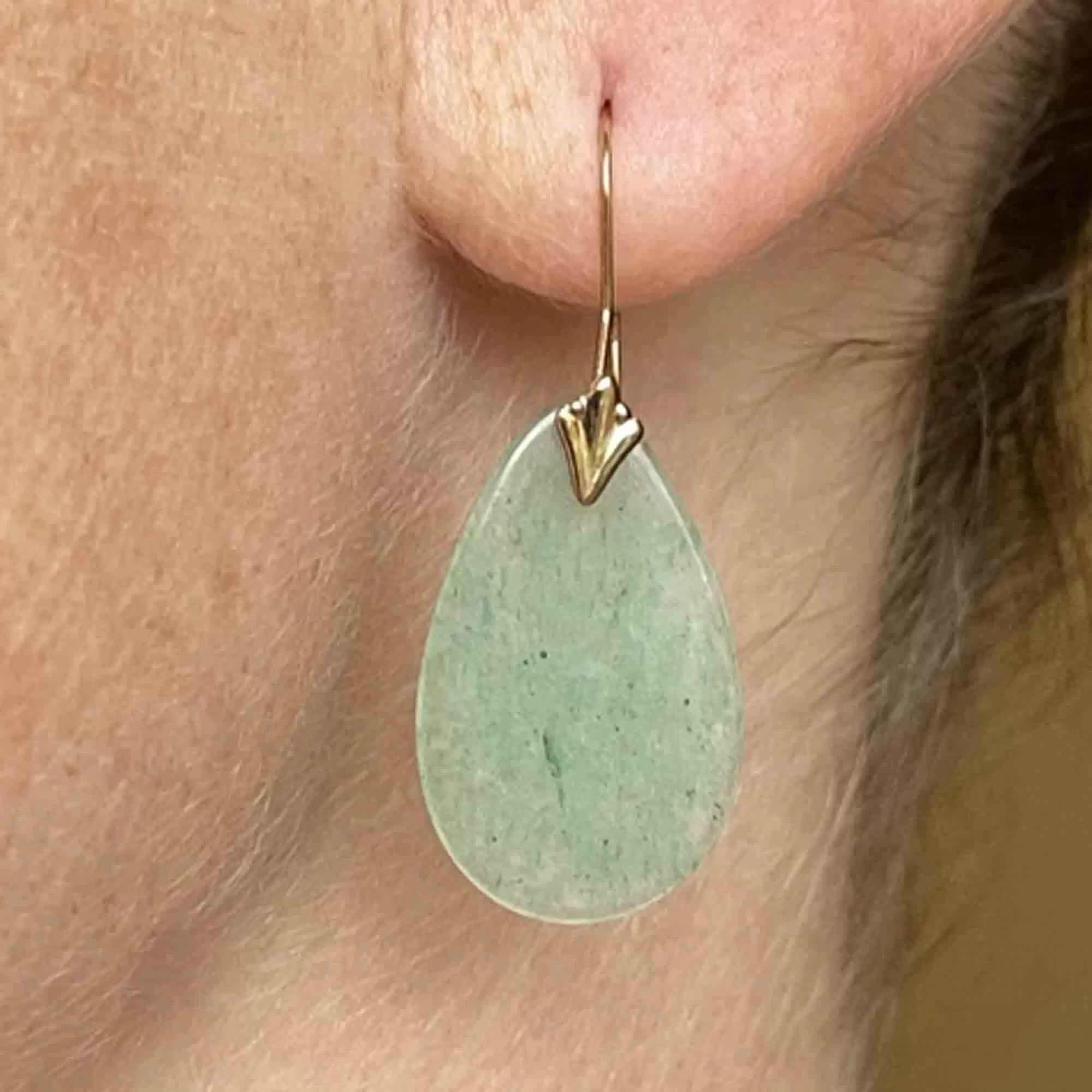 Vintage 10K Gold Aventurine Earrings