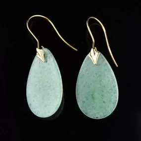 Vintage 10K Gold Aventurine Earrings