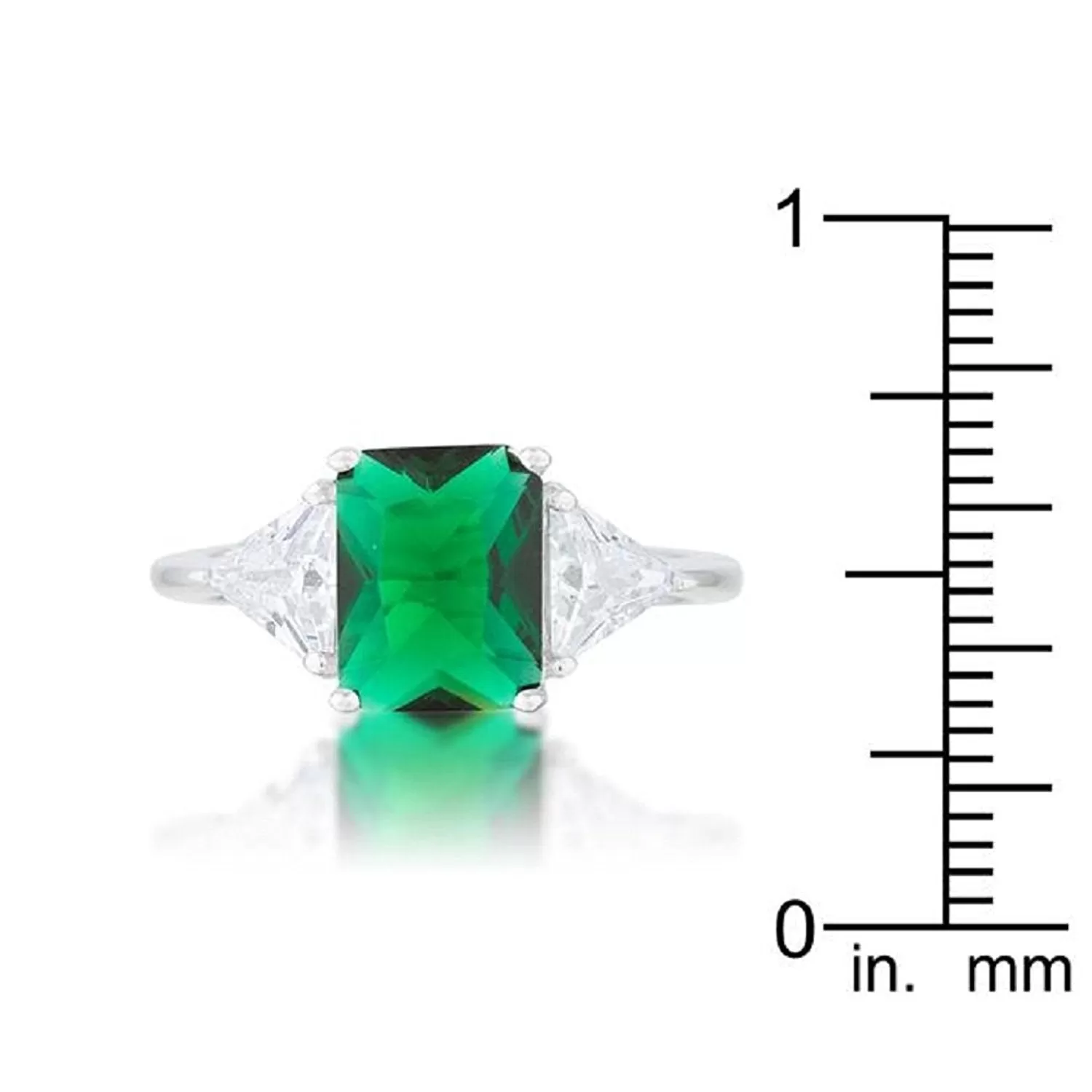 WildKlass Classic Emerald Rhodium Plated Engagement Ring