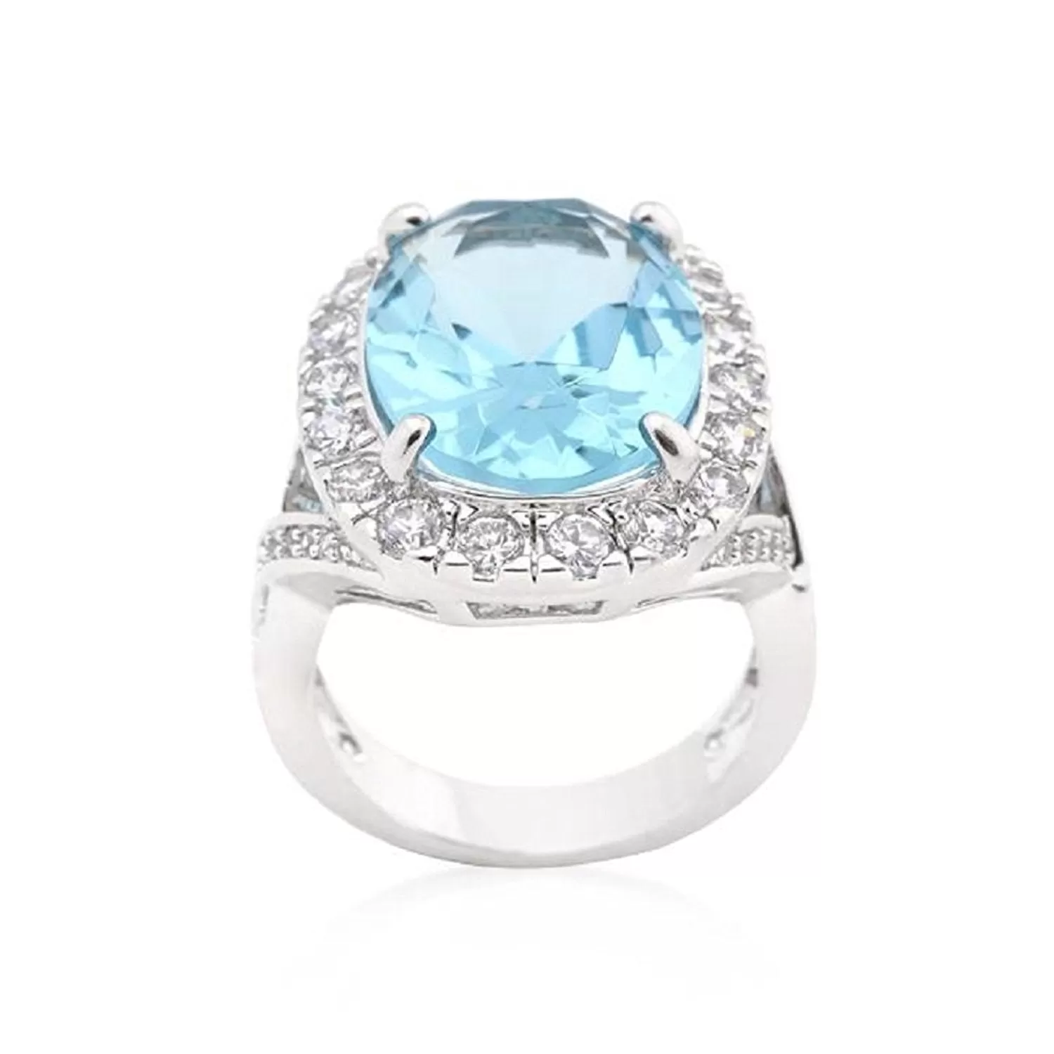 WildKlass Oval Blue Topaz Cocktail Ring