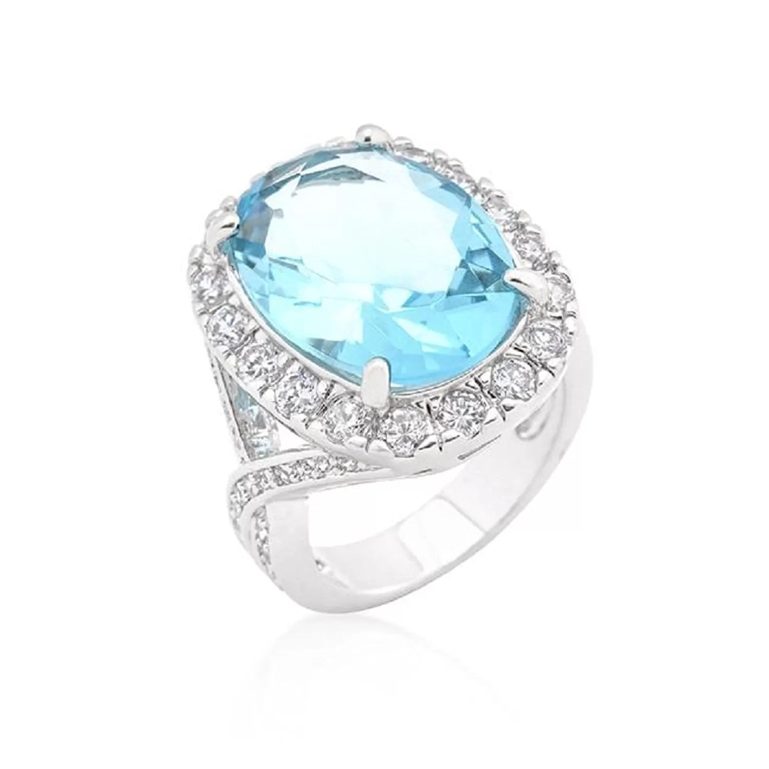 WildKlass Oval Blue Topaz Cocktail Ring