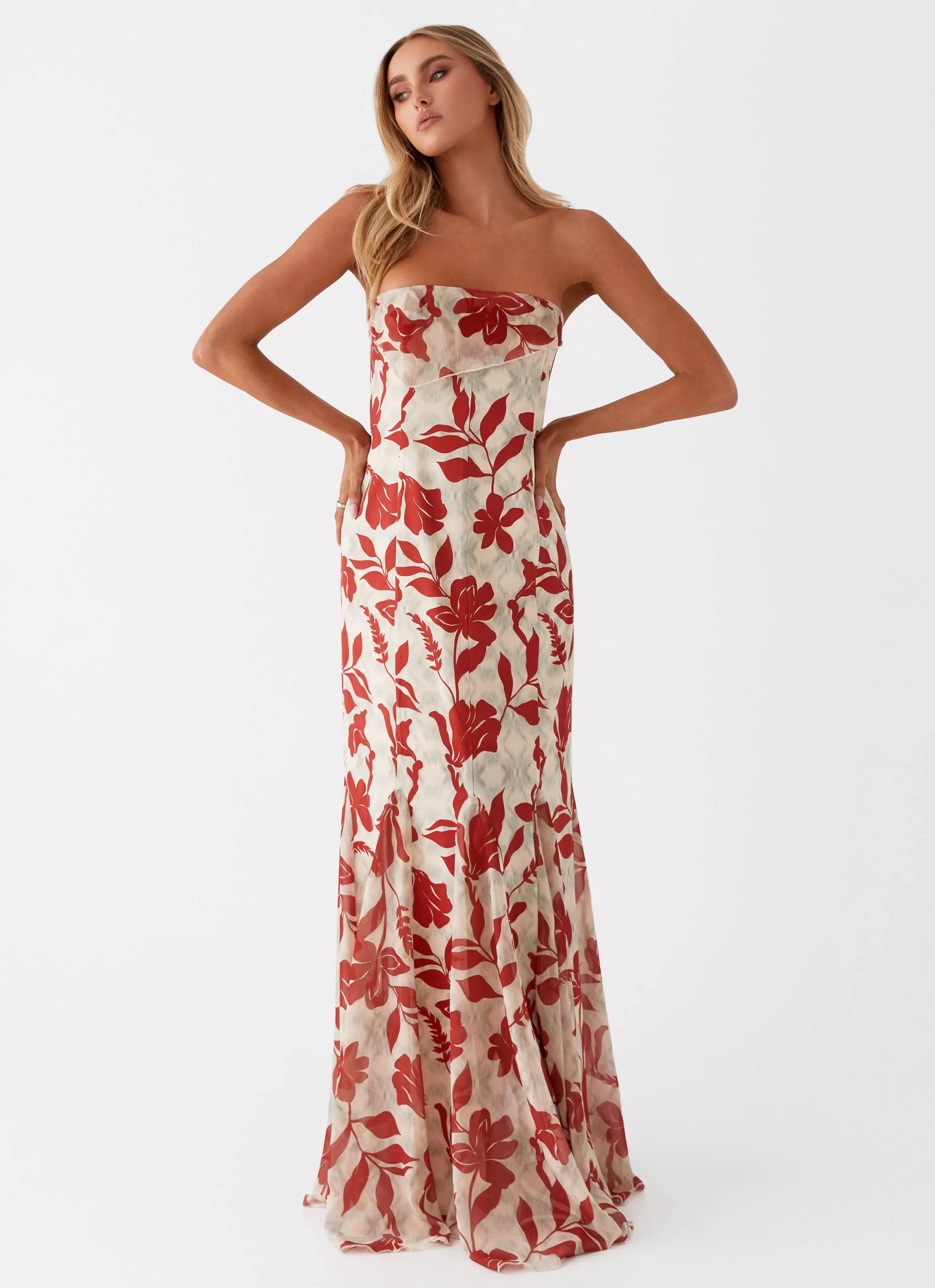 Willa Maxi Dress - Red Green Floral