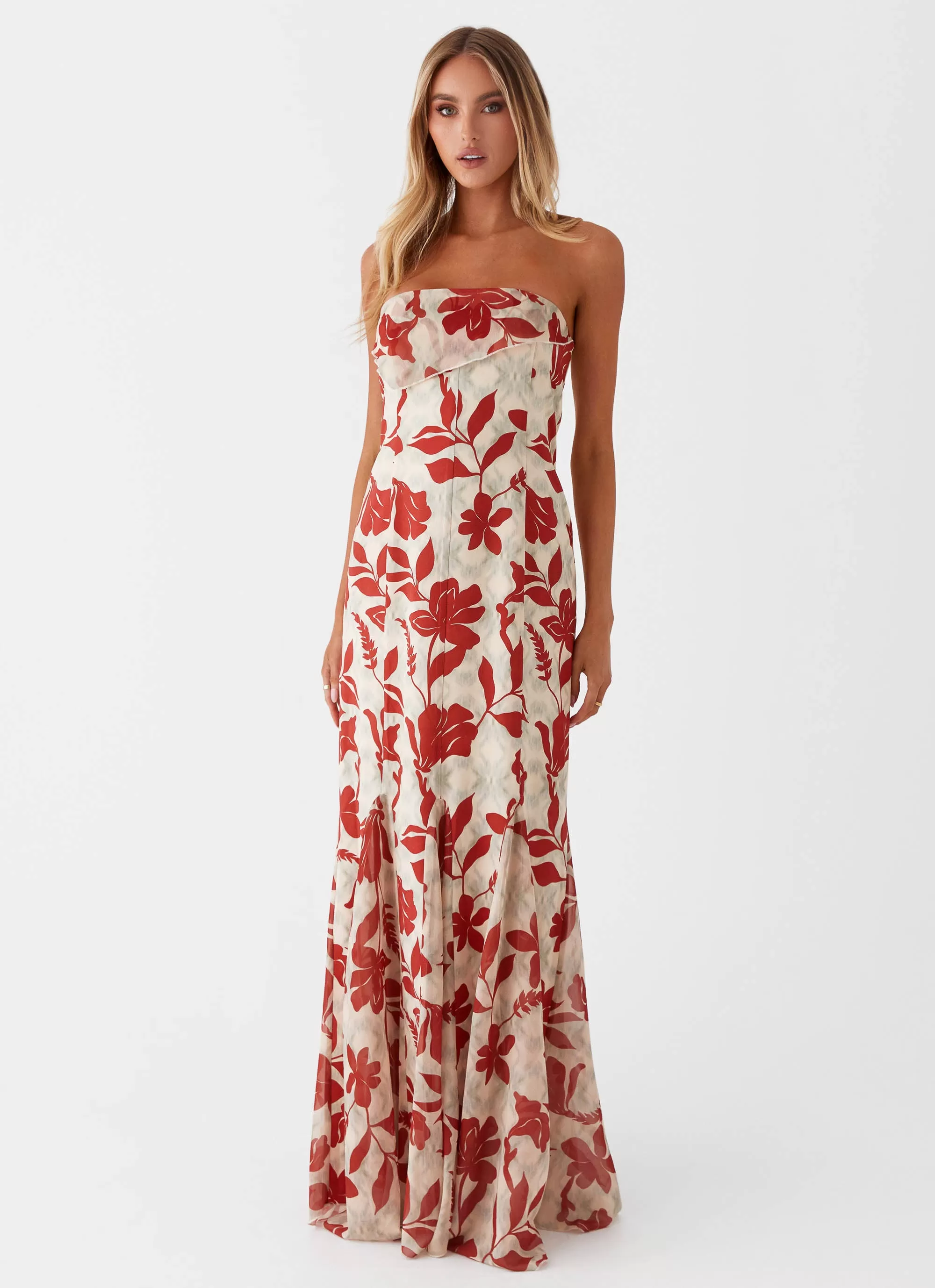 Willa Maxi Dress - Red Green Floral