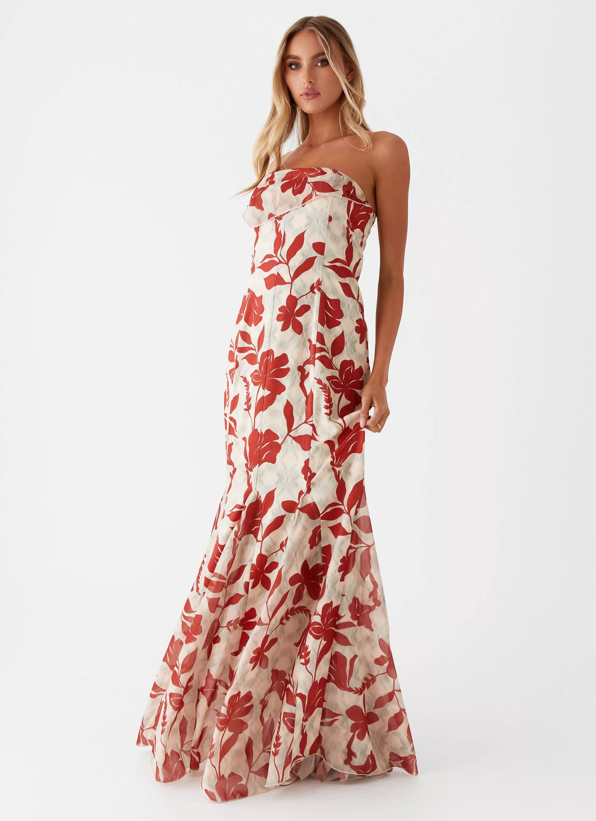 Willa Maxi Dress - Red Green Floral