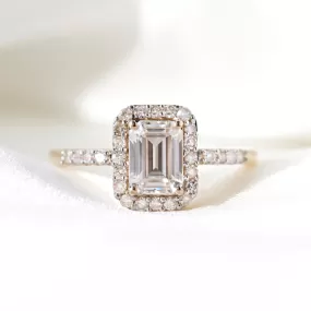 Willow Moissanite and Diamond Pave Halo Ring