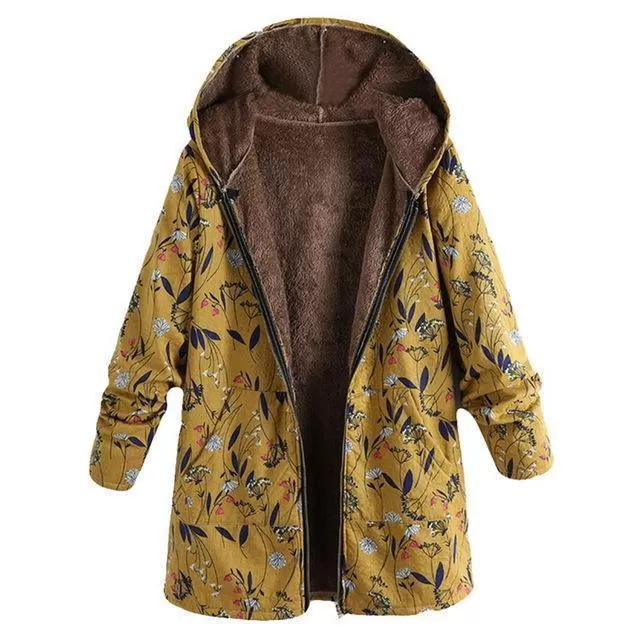 Winter Coat, Floral, Loose Plus Size Coat